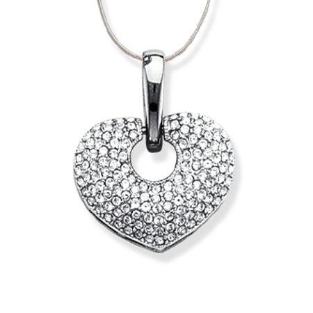 Pave Heart Pendant with Rhodium-plating - Click Image to Close